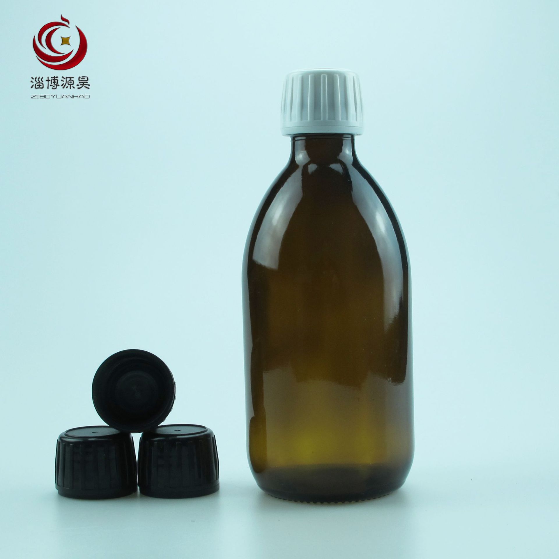 棕色玻璃试剂瓶500ml口服液瓶配大头防盗盖四氟垫片小口试剂瓶