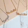 Necklace with letters stainless steel, silver golden chain for key bag , English letters, pink gold