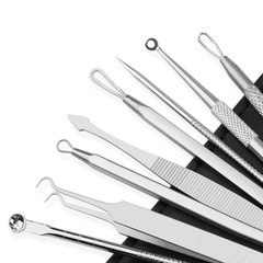 Stainless steel acne needle 8-piece set Portable dark compartment needle cell clip to remove blackheads and squeeze acne needle steel ring beauty tool