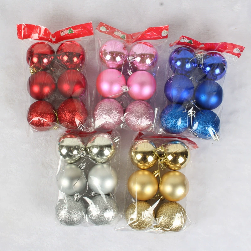 Christmas glitter ball electroplated bright gloss ball gloss matte powder Christmas tree pendant wreath vine decoration ball 6cm color ball