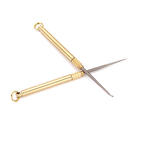 Brass portable waterproof bin titanium alloy toothpick combination toothpick ear spoon barrel portable simple fruit pick