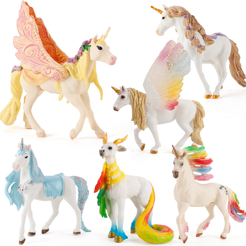 Transfronterizo Diversión infantil mito Dios Bestia juguete grande unicornio Arco Iris modelo de caballo Pegaso elfo ovejas adornos