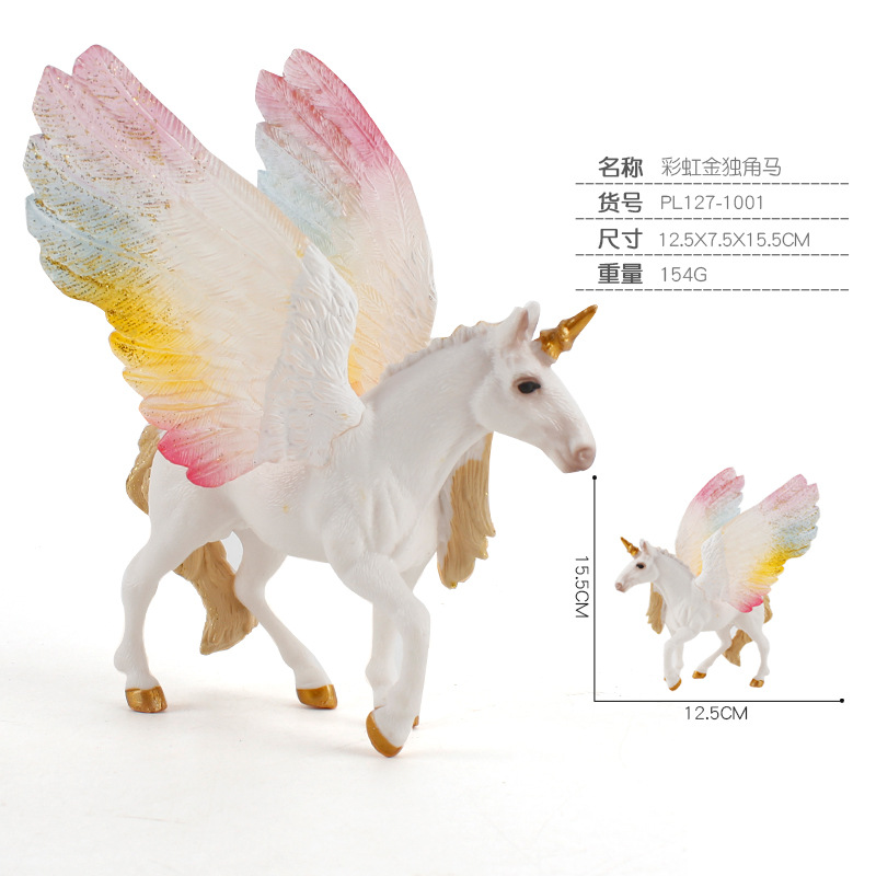 Transfronterizo Diversión infantil mito Dios Bestia juguete grande unicornio Arco Iris modelo de caballo Pegaso elfo ovejas adornos