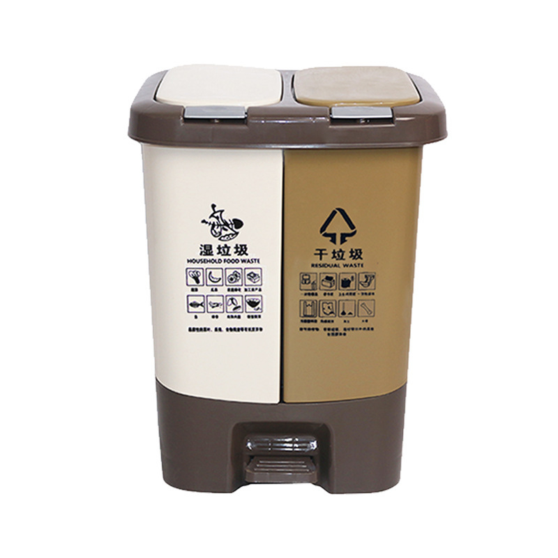 Factory direct supply sorting trash can household dry and wet separation garbage storage bucket creative two-compartment trash can Wholesale