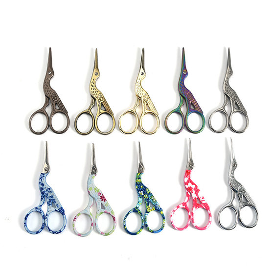 Stainless Steel Beauty Crane Mouth Cut Multi-color Crane Shaped Scissors Scissors Retro Small Crane Scissors Home Beauty Needle Shears
