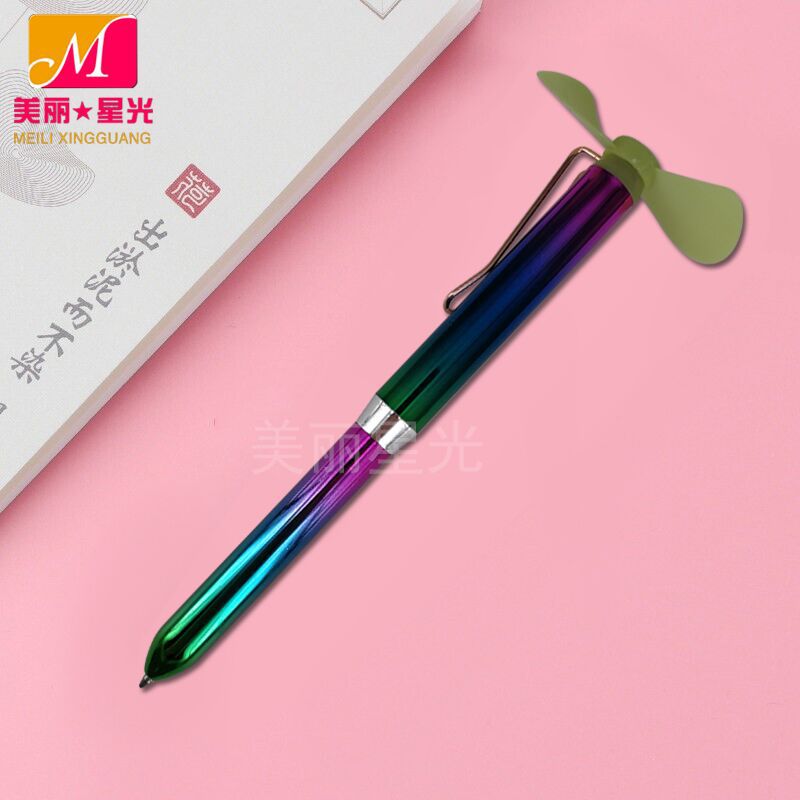 Creativo nuevo y colorido mini ventilador bolígrafo estudiante papelería pequeño ventilador fresco bolígrafo fabricante