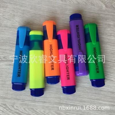 六色荧光笔大容量可印刷客户LOGO多色荧光笔促销广告荧光笔
