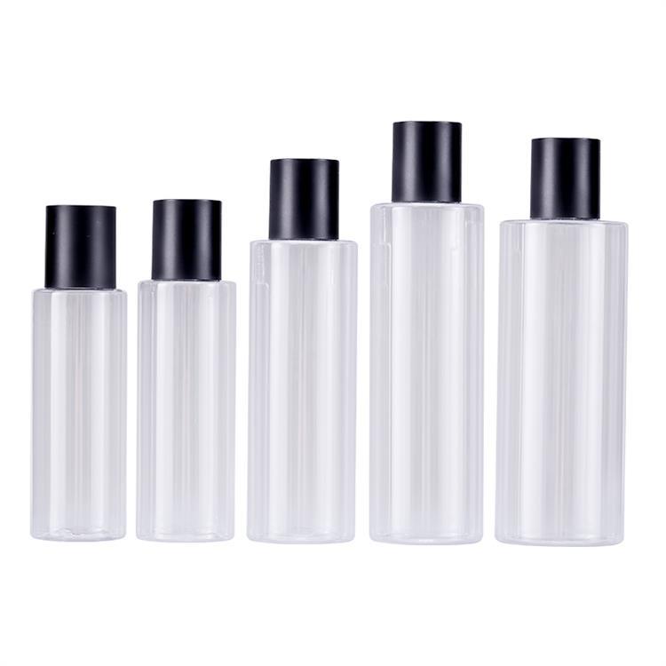 Serie de cubierta negra opaca transparente de hombro plano tónico / loción pura / embalaje de productos de loción de maquillaje material de embalaje Xumin en stock