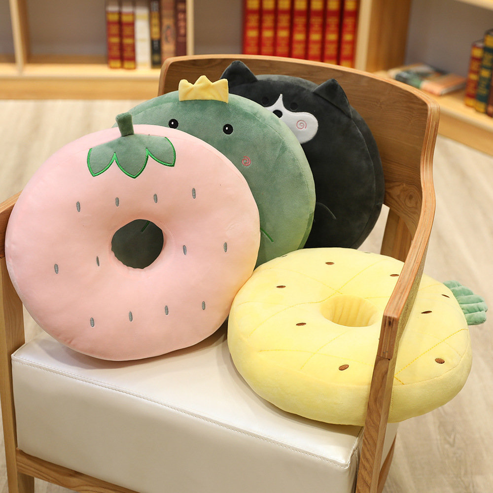 Cartoon Animal Fruit Cushion Office Student Round Breathable Computer Chair Cushion Nap Pillow Sofa Pillow Wholesale