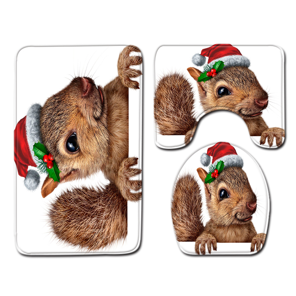 Navidad muñeco de nieve alfombra de baño alfombra de puerta inodoro de tres piezas antideslizante alfombra de piso transfronterizo en stock deseo amazon 1