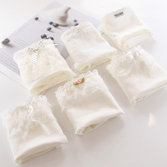 Pure white lace trim women's cotton mid-rise women's cotton briefs top cotton crotch girls' pants BS003