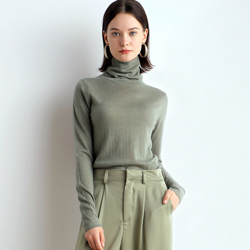 Basic Pile Collar Bottoming Sweater for Women 2024 New Style Ultra-Light and Comfortable Pullover Top Cardigan for Women