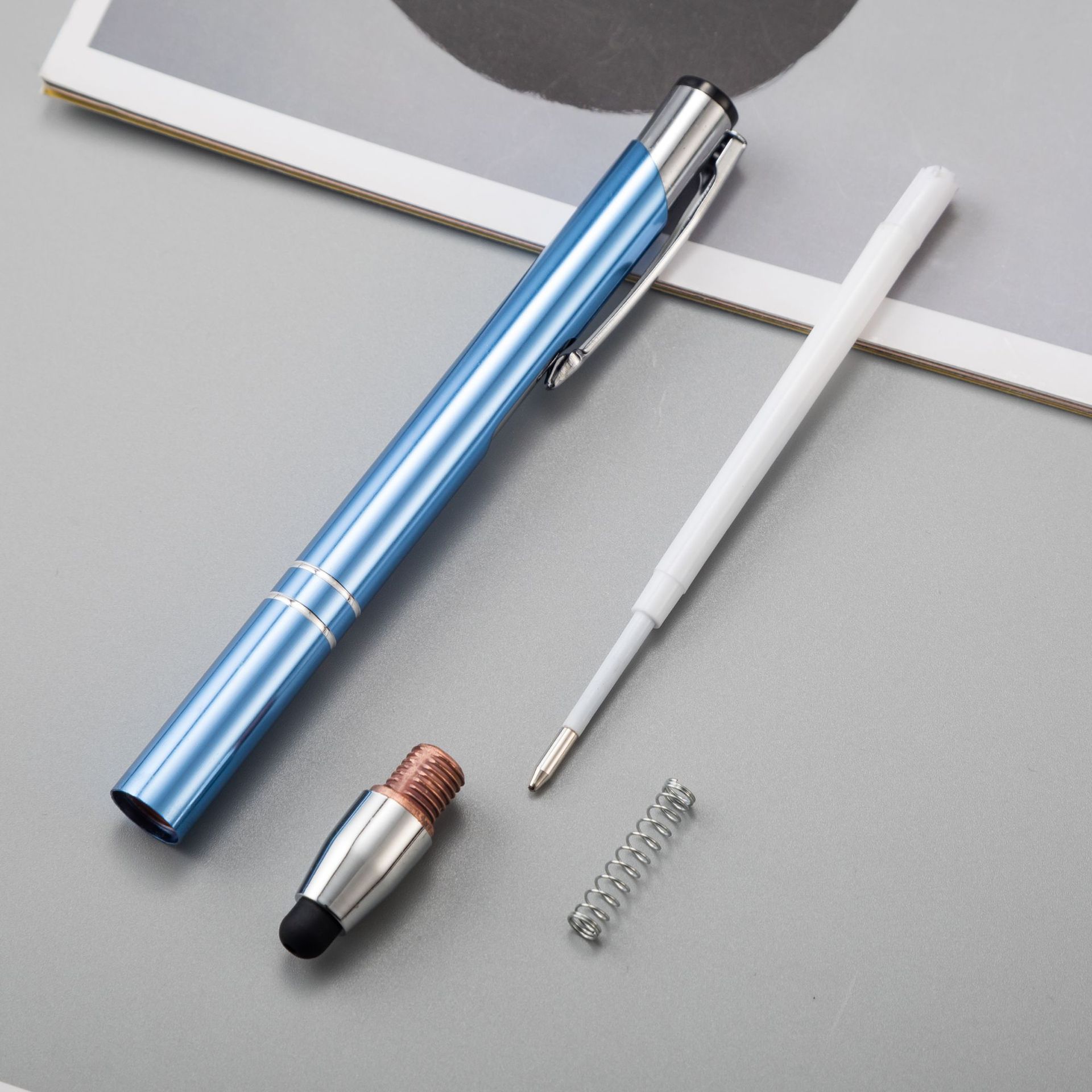 Nueva pantalla táctil Multi-color metal bolígrafo varilla de aluminio pluma táctil pluma publicidad pluma Impresión logotipo fuente de fábrica
