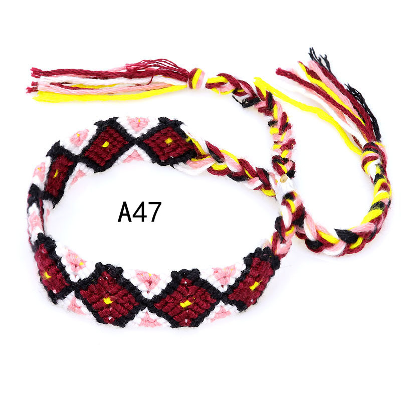 La Venta caliente europea y americana tejida pulsera Nepal estilo étnico tejido a mano Arco Iris Lucky amistad pulsera