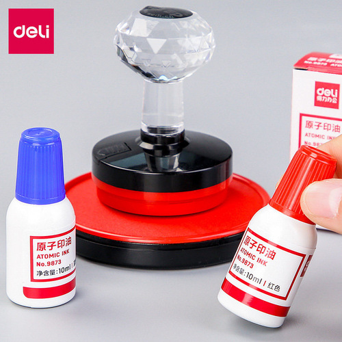 Deli 9873 quick-drying atomic stamp oil red ink pad ink oil seal oil red quick-drying Indonesian oil