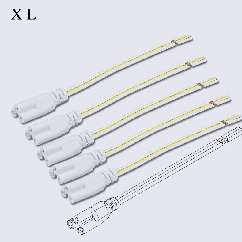 T5三孔连接线  15CM单头三芯插头线　一体化日光灯管单头连接线