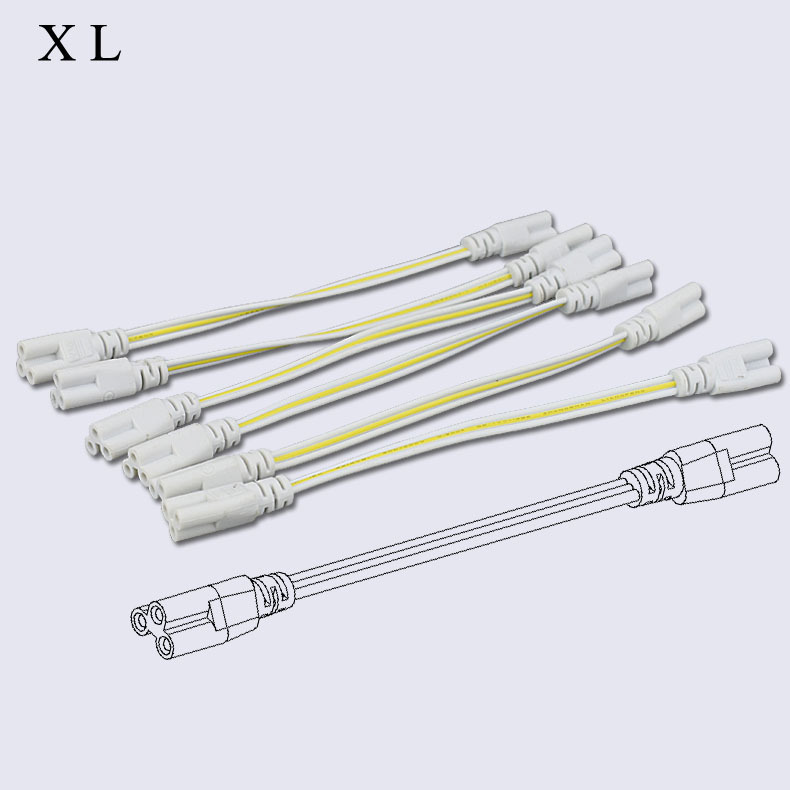 T5T8一体日光灯连接线　led日光灯三孔双头连接线20CM　灯管插头