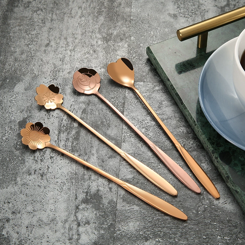 Coffee mixing stick stainless steel, creative spoon, flowered