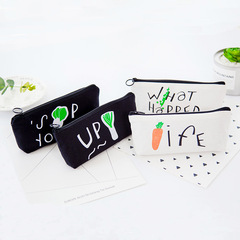 Cute Cartoon Pencil Case for Girls, Simple & Instagram-Fashionable Canvas Stationery Bag for Both Boys and Girls