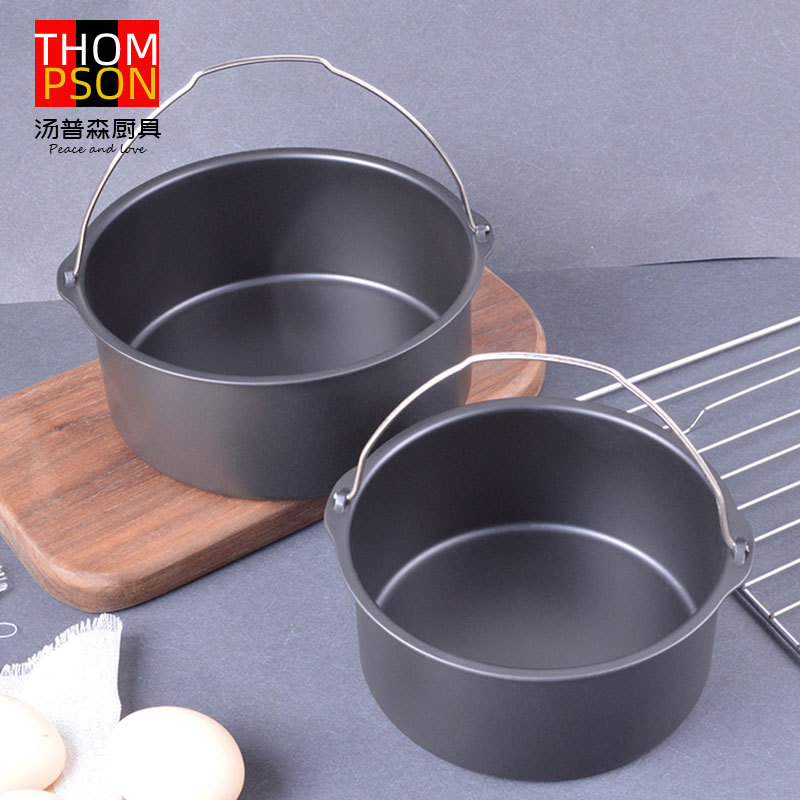 라운드 에어 프라이어 액세서리 가정용 수제 감자 튀김 휴대용 케이크 바구니 베이킹 팬 케이크 금형 휴대용 금형