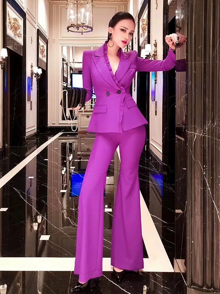 2020 новый осенний пригородный женский профессиональный костюм OL, темпераментный маленький костюм, куртка, брюки, комплект из двух предметов