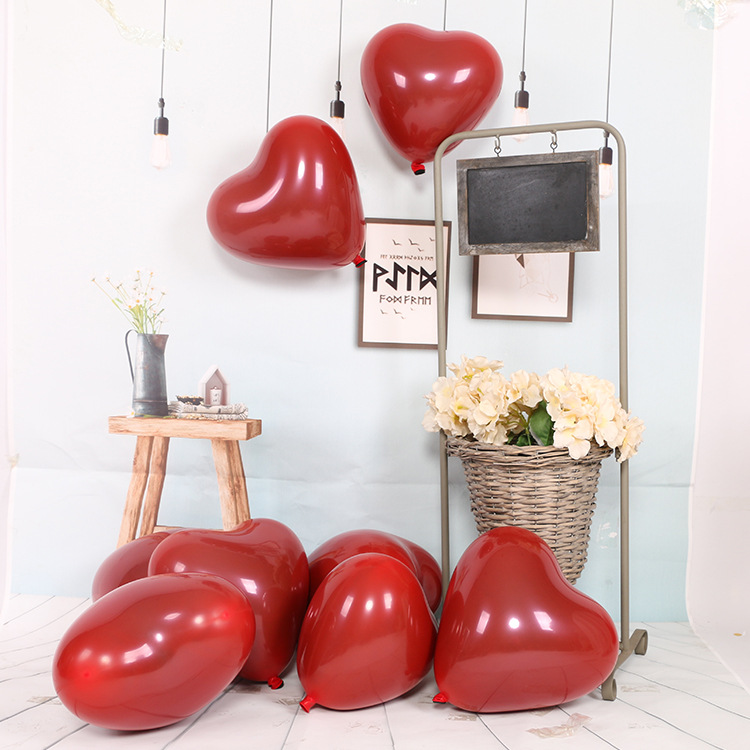 Confesión romántica boda globo doble capa globo en forma de corazón globo de fiesta de boda de 12 pulgadas Granada Globo Rojo propuesta de globo