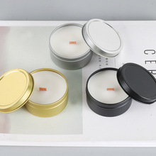 亚马逊批发杯型艺术照明圣坤马口铁罐6.2×3植物石蜡木芯蜡烛蜡烛