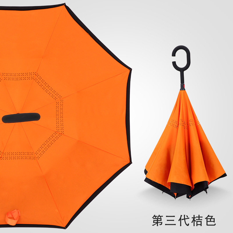 逆傘二重傘立っているC型ハンズフリー車逆傘ストレート傘広告傘印ロゴメーカー現物