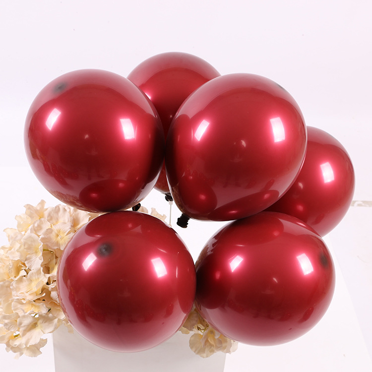 10 pulgadas boda doble capa globo de metal cereza púrpura globo cumpleaños boda Decoración habitación doble capa Chanel Globo Rojo