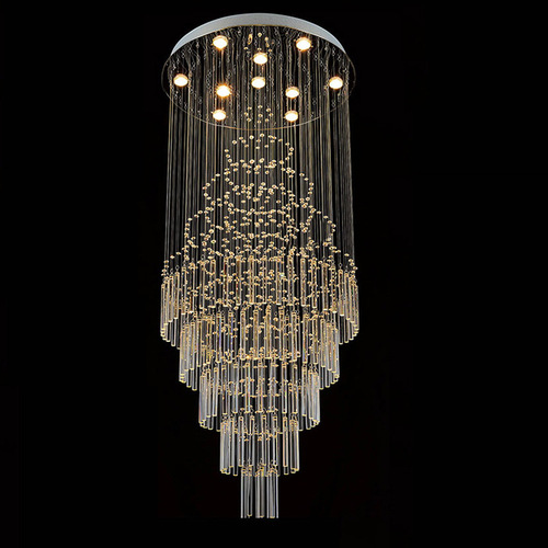 Modern Multi-Level Stairway Pendant Light, Simple Creative Living Room Crystal Pendant Light, Grand Hotel Villa Engineering Pendant Light