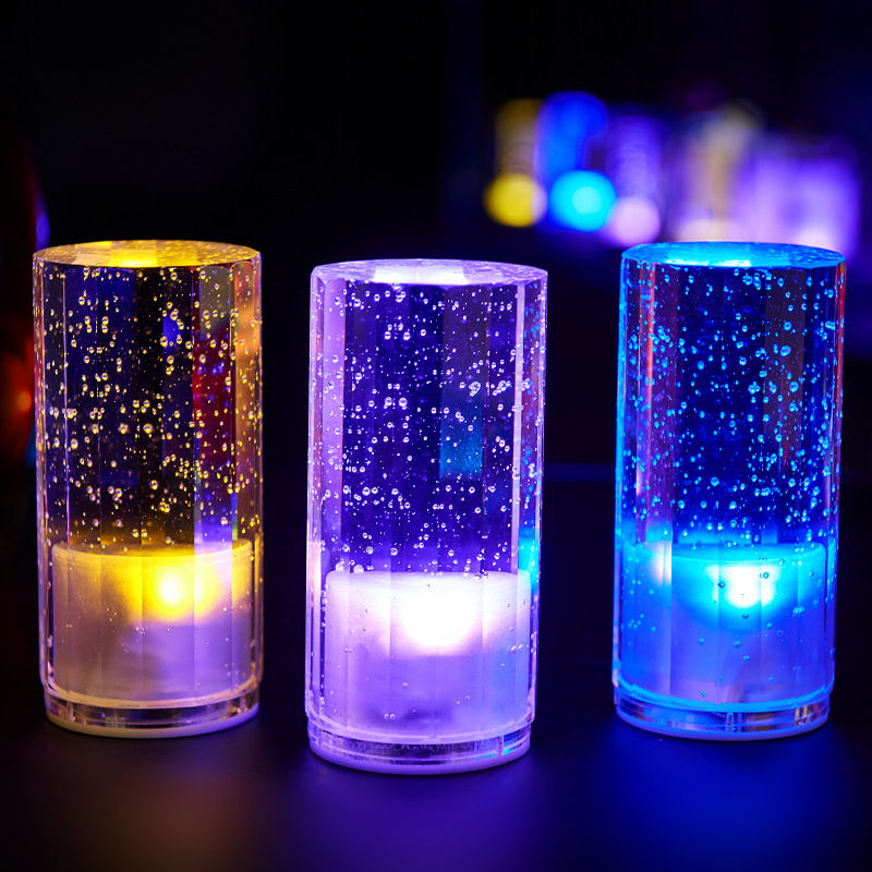 Bar lámpara de mesa personalidad creativa lámpara restaurante cafetería barra clara lámpara de mesa de cristal LED lámpara de barra recargable