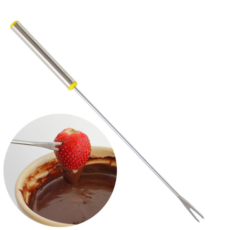 24CM de acero inoxidable de 6 piezas olla caliente tenedor queso chocolate fruta tenedor hogar fruta postre pastel tenedor