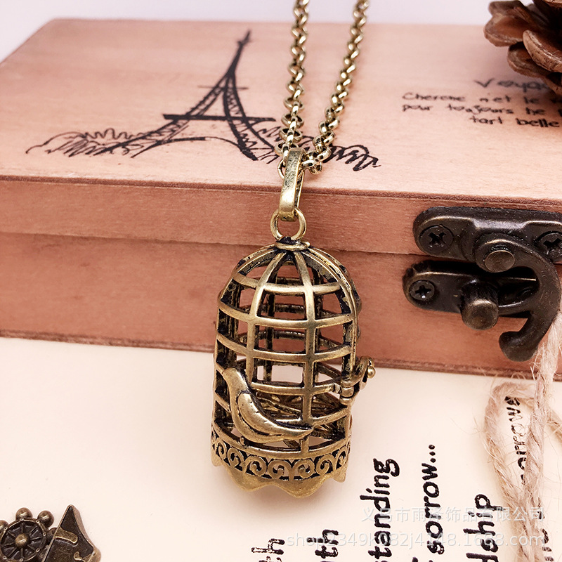 Raindrop Birdcage Pendant with Hollow Design, Essential Oil Aromatherapy Sachet Ball, Pregnancy Prenatal Education Necklace, Sweater Chain, Women's Chain