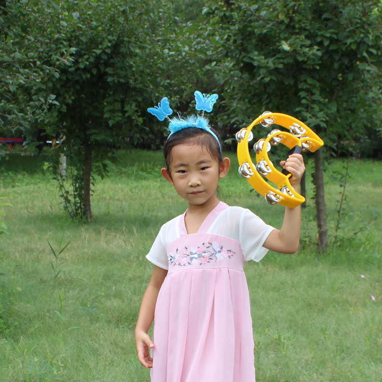 KTV sonajero percusión instrumento pandereta bar Entretenimiento alegría gran campana de plástico doble fila anillo tambor flor