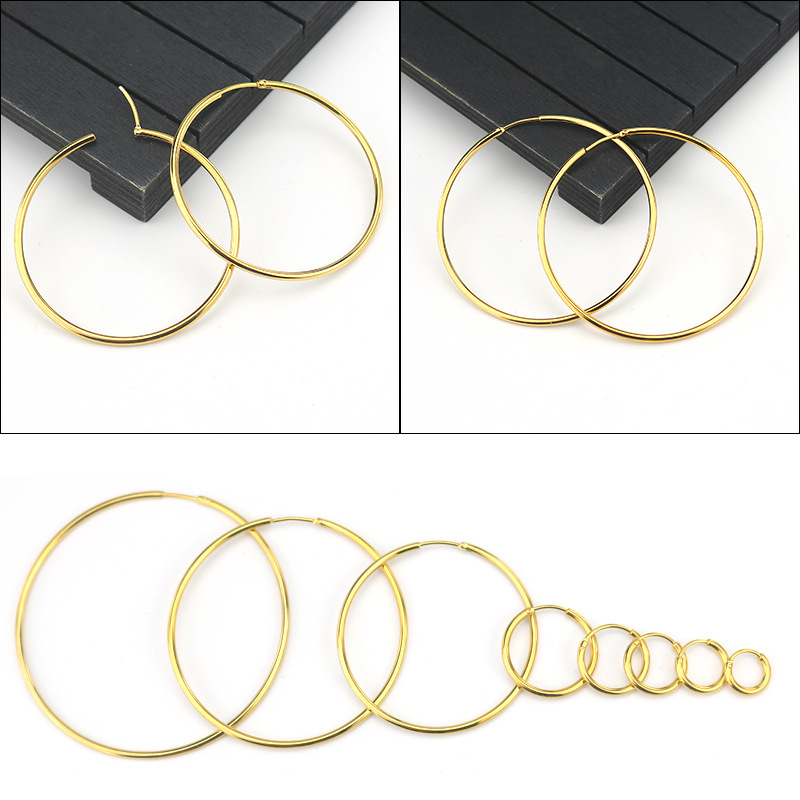 2023 European and American Hot Selling Simple Stylish Exaggerated Large Earrings Fine Needle Earrings Electroplated Earrings Stainless Steel Earrings Wholesale