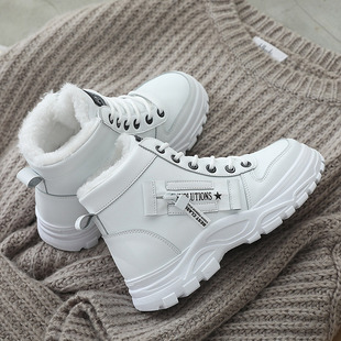 Cotton Shoes Women's Winter 2023 New Winter plus size Casual fleece-lined Winter Shoes Korean Style All-match Student Women's Shoes