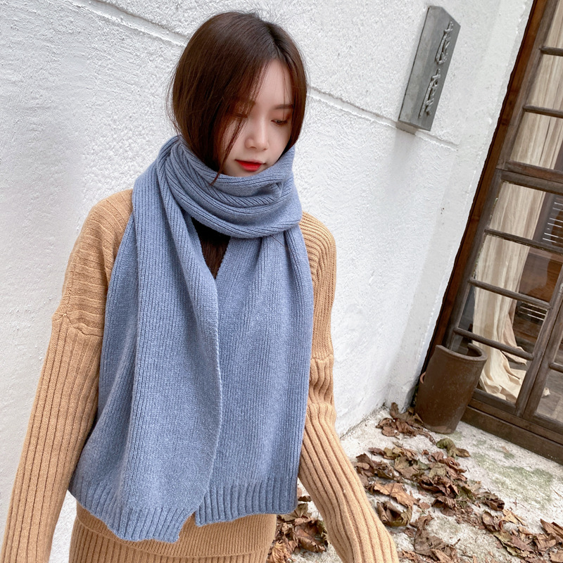 Otoño e Invierno nuevo estilo cálido estilo japonés artístico simple moda punto bufanda estilo coreano versátil color sólido pareja bufanda de lana