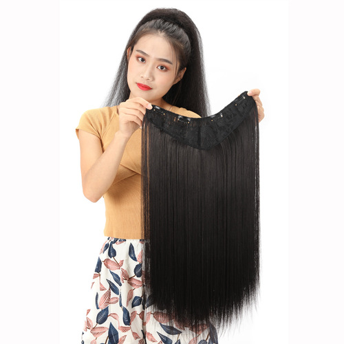 Manufacturer wholesale sales one-piece V-shaped women's wig, U-shaped invisible upgraded wig hair extensions