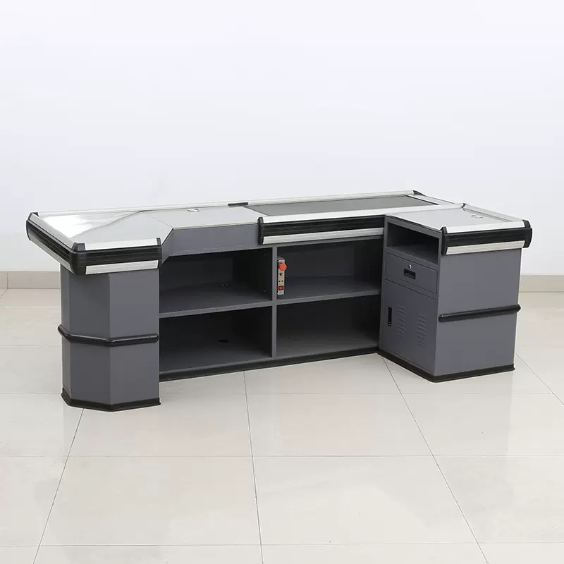 超市不锈钢收银台 豪华电动收银台 全自动便利店结账台 收款桌