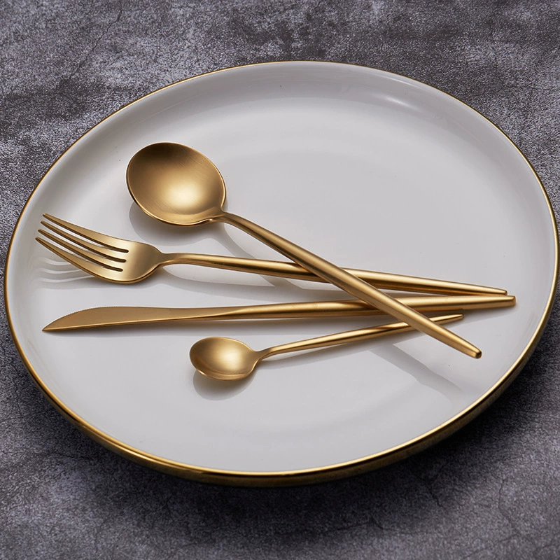 Golden tableware stainless steel, fork, spoon, set, chopsticks, stainless steel AISI 304