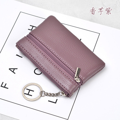 Nueva cartera corta de moda las mujeres cremallera monedero moneda simple titular la tarjeta color sólido cuero suave caso clave