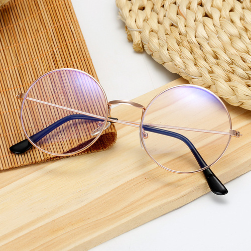 Anti-blue light flat-frame glasses Korean style original Xikou retro round-frame flat computer glasses unisex trendy factory wholesale