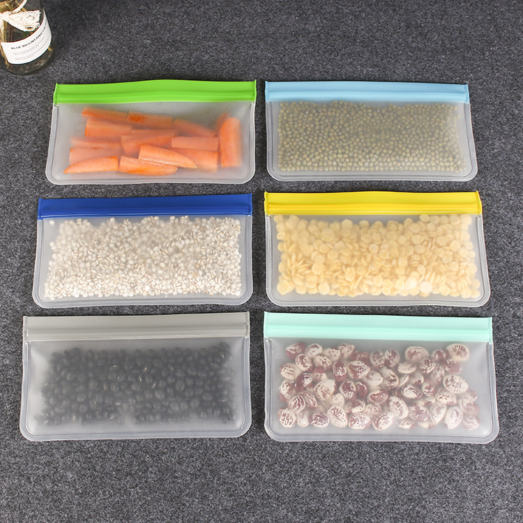 Eva bolsa sellada de silicona para alimentos esmerilados bolsa de almacenamiento y embalaje de refrigerador translúcido bolsa con cremallera autosellada personalizada