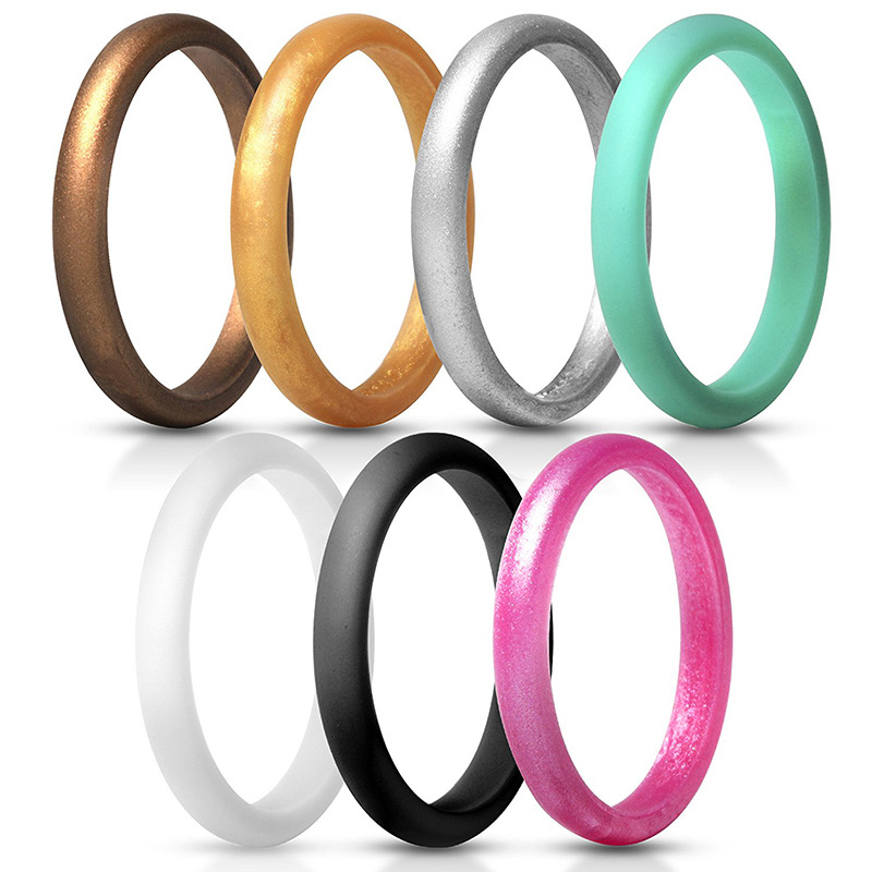Silicone Ring Women's 2.7mm Wide 7 Color Group European and American Valentine's Day Fine Ring Women's Tail Ring