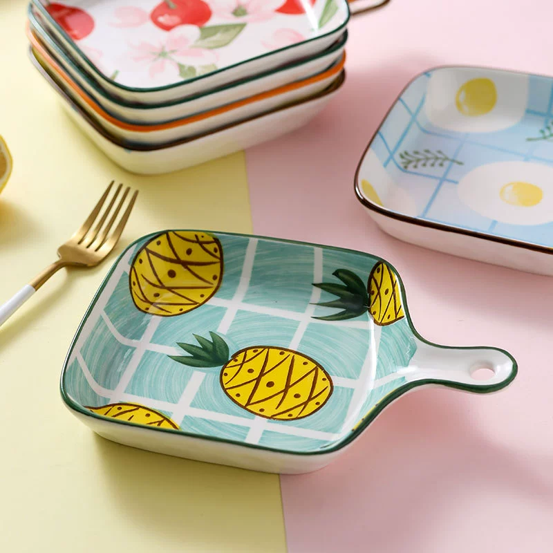 Ceramic tableware Fruit Disk Creative Billing Baking Plate Red Baking Light Luxury Fruit Snack Consisplate Simple Living Room bone dish