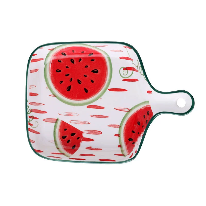 Ceramic tableware Fruit Disk Creative Billing Baking Plate Red Baking Light Luxury Fruit Snack Consisplate Simple Living Room bone dish