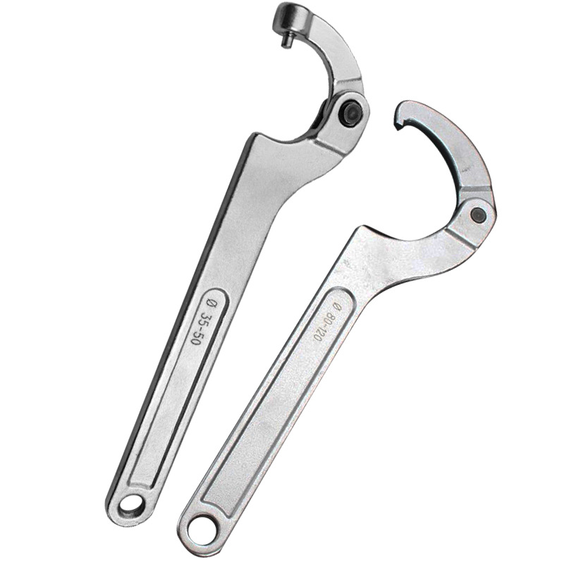 Cabeza redonda llave de media luna Cabeza Cuadrada llave de gancho ajustable gancho lado agujero ranura llave ajustable llave de gancho ajustable