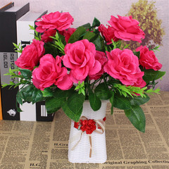 廠家供應7頭仿真花玫瑰花束歐式絹花婚禮慶典手捧花家居裝飾