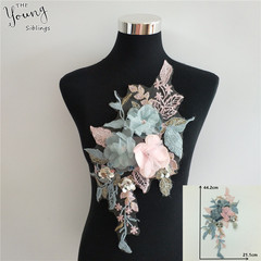 New lace collar mesh fabric 3D flower sequin decoration clothing accessories iron-on transfer for DIY sewing lace edge