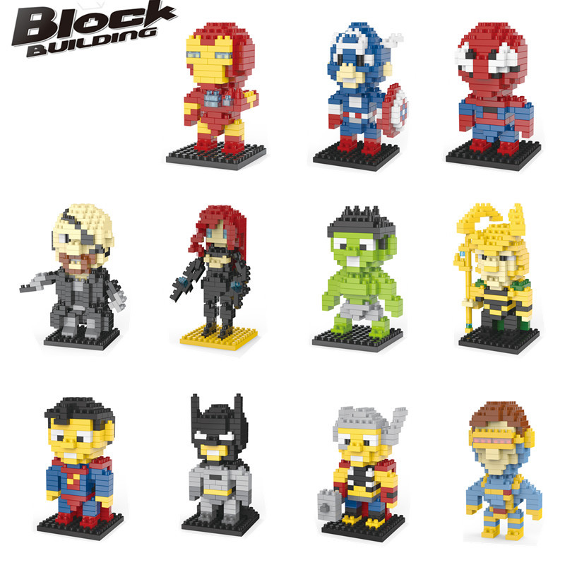 Tiny particle building blocks assembled and inserted into boys and girls educational toys animation hero series gifts a generation of hair